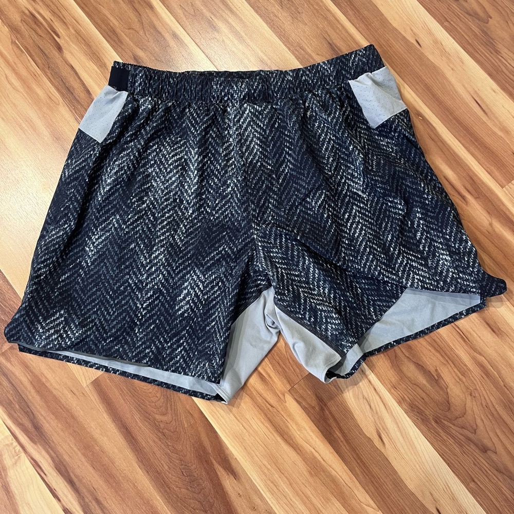 Men’s lululemon lined running shorts. Like new. Size L.